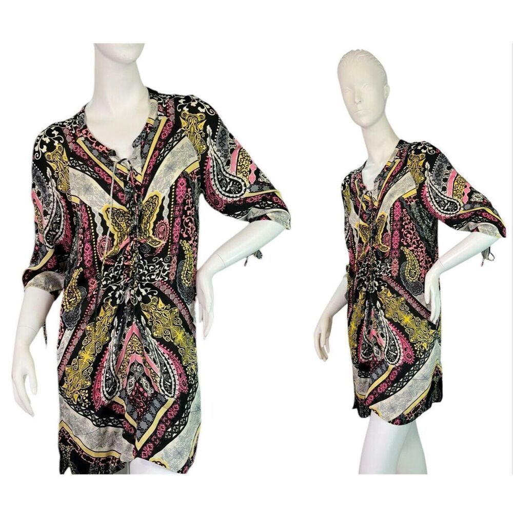 Odd Molly Anthropologie Fast Lane Mini Dress Paisley Printed Shift $250 Sz 1 SM